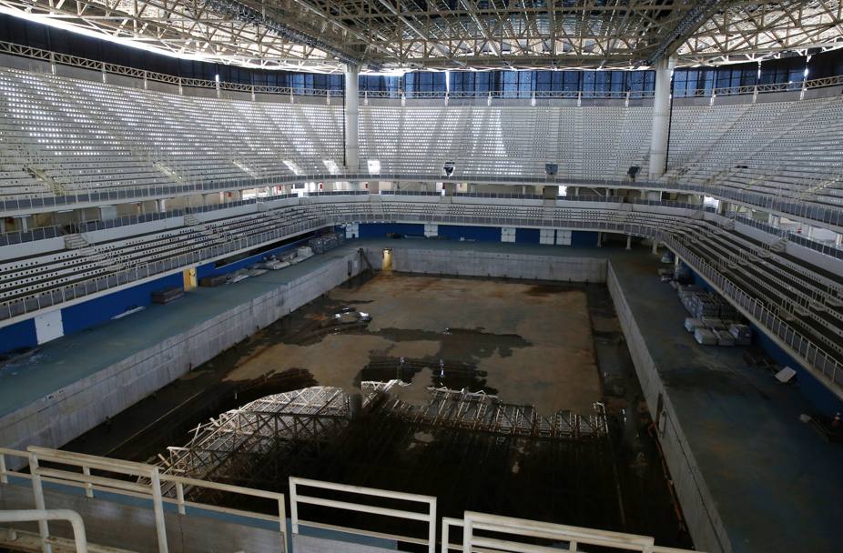 L&#39;Acquatics Stadium oggi: qui si svolgevano le gare di nuoto e pallanuoto per Olimpiadi e Paralimpiadi. Reuters